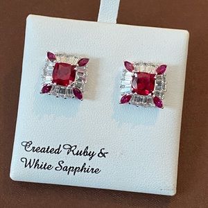Ruby and white sapphire earrings
